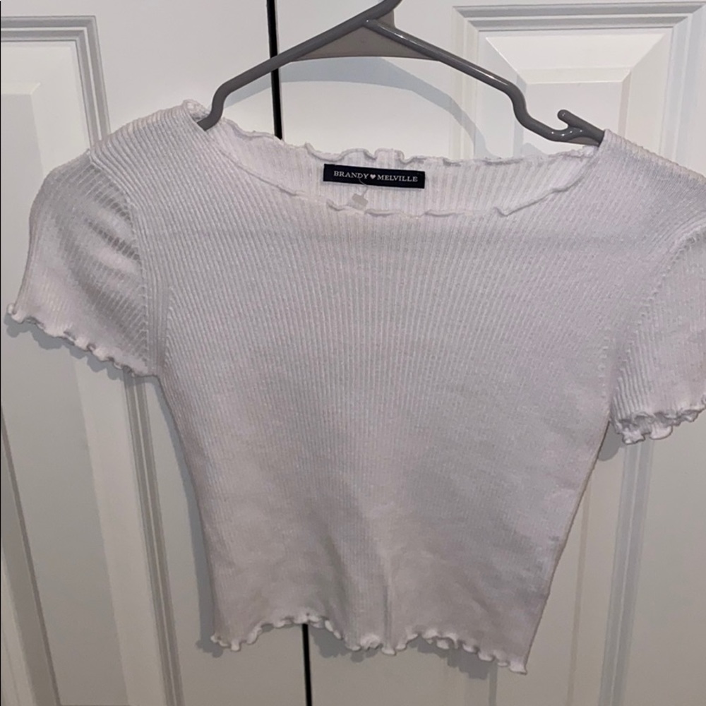 Brandy Melville - White Ribbed Tee